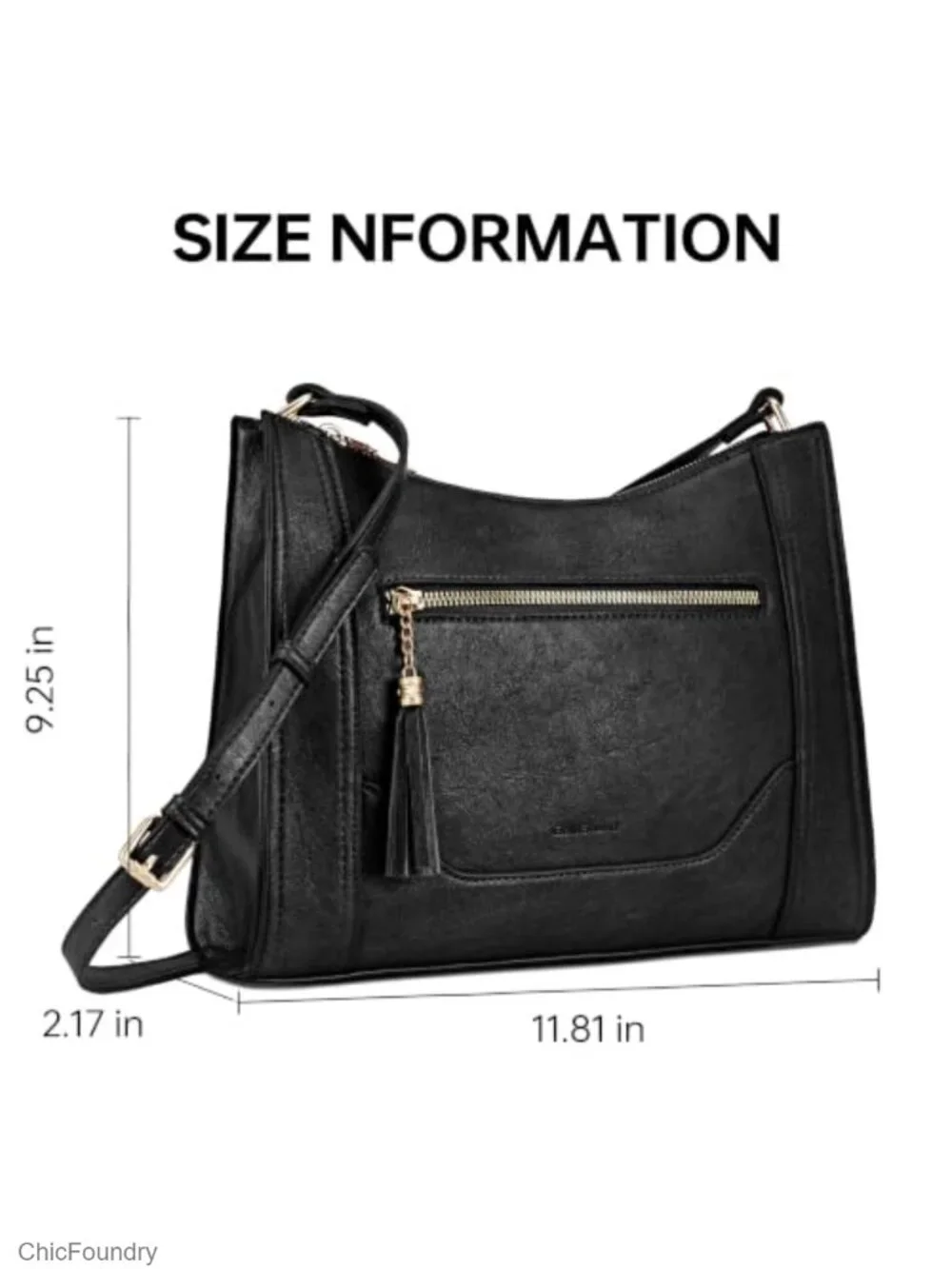 Medium Faux Leather Tassel Crossbody Purse with Adjustable Strap